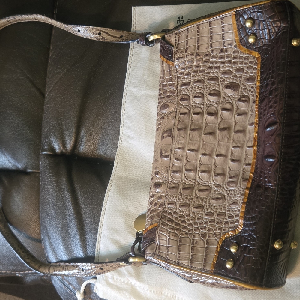 Brahmin Tan and Brown Embossed Leather Bag - Picture 4 of 17